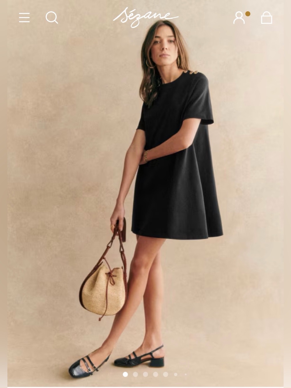 SEZANE BLACK SHORT ORGANIC COTTON SELENA DRESS